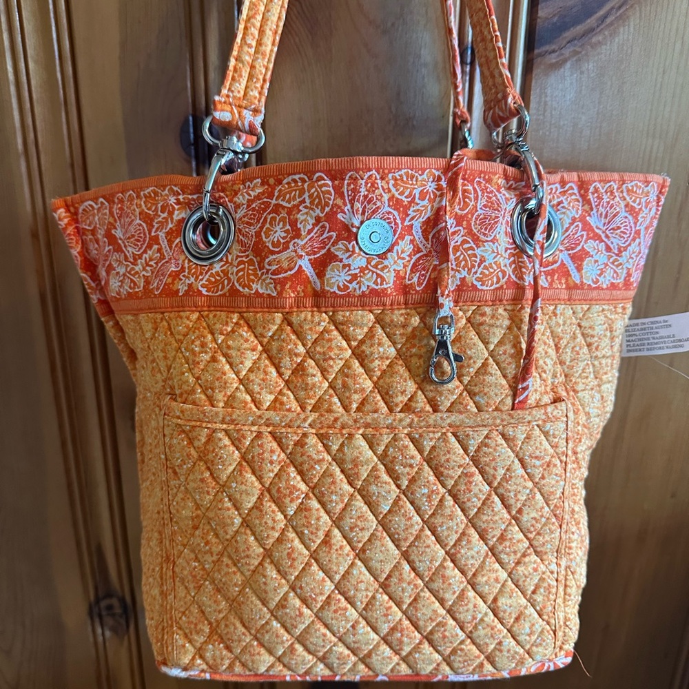 Vibrant Orange Quilted Tote Bag